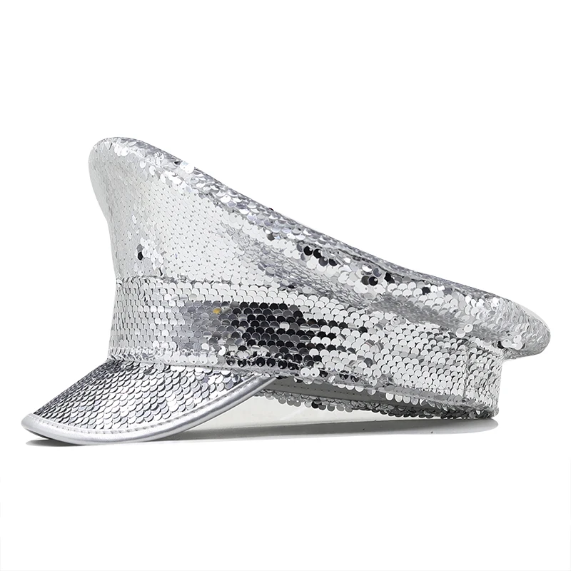Sequin Burning Sergeant Hat Party Bachelorette Club Hen Do Hat Fashion Bling Ladies Captain Hats For Women Sailor Military Caps