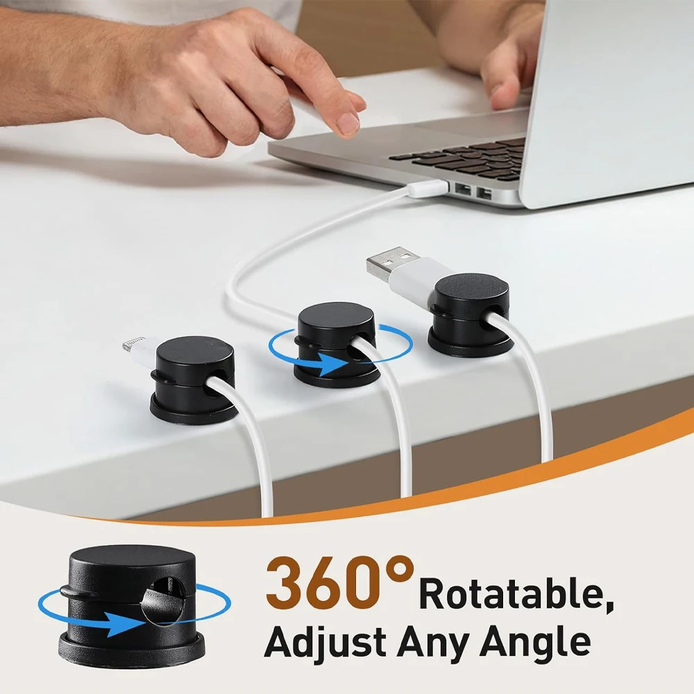 Magnetic Cable Clips - Adjustable Cord Management and Organizer (6-Pack)