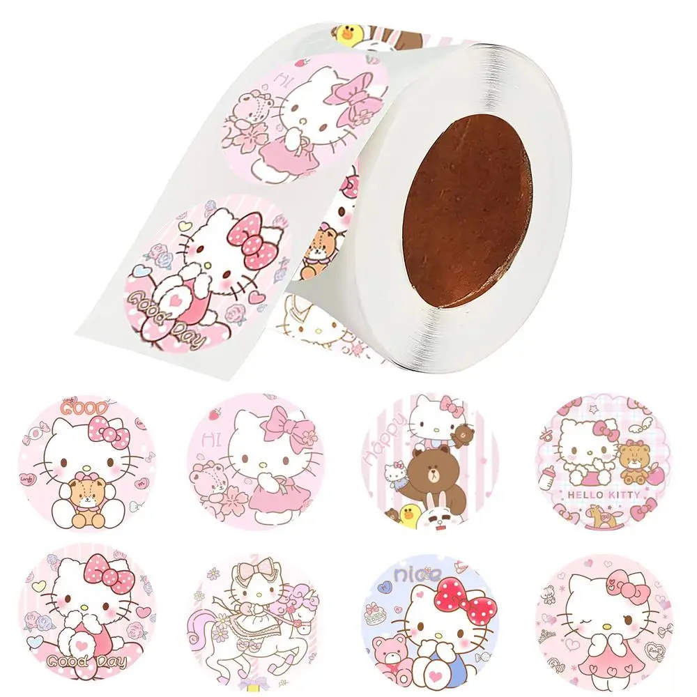 

500 шт./рулон, круглые наклейки Sanrio Hello Kitty