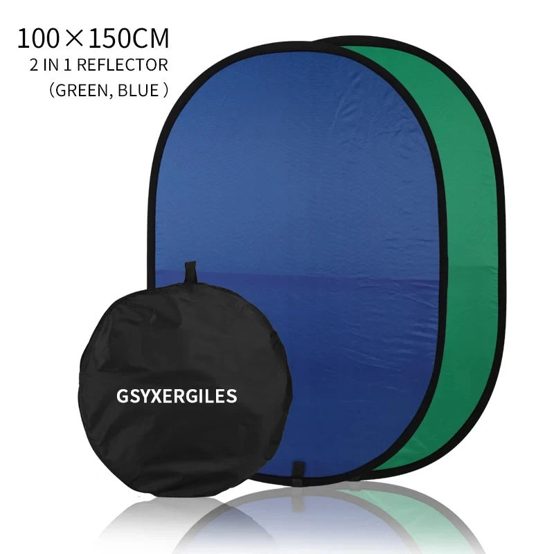GSYXERGILES 100x150cm Collapsible Reflector Blue and green nylon Reflectors for photographing and video studio photography