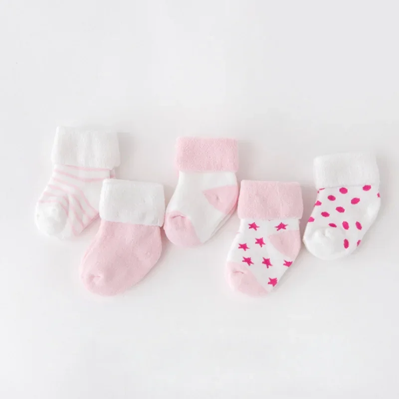 5Pair/lot New boy and girl baby socks thick newborn autumn and winter warm foot sock baby socks