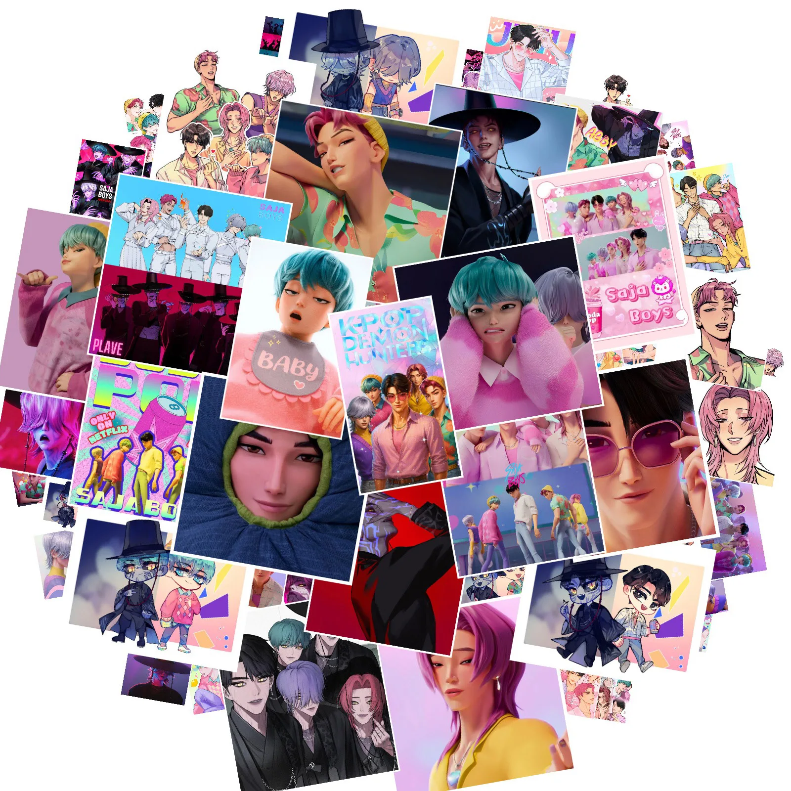 50 Pezzi Demone Film Cacciatori Huntrix Saja Ragazzi Adesivo Derpy Sussy Adesivi Decalcomanie In Vinile Impermeabili Giocattolo Per Laptop Regali Per Bambini - Foto 3