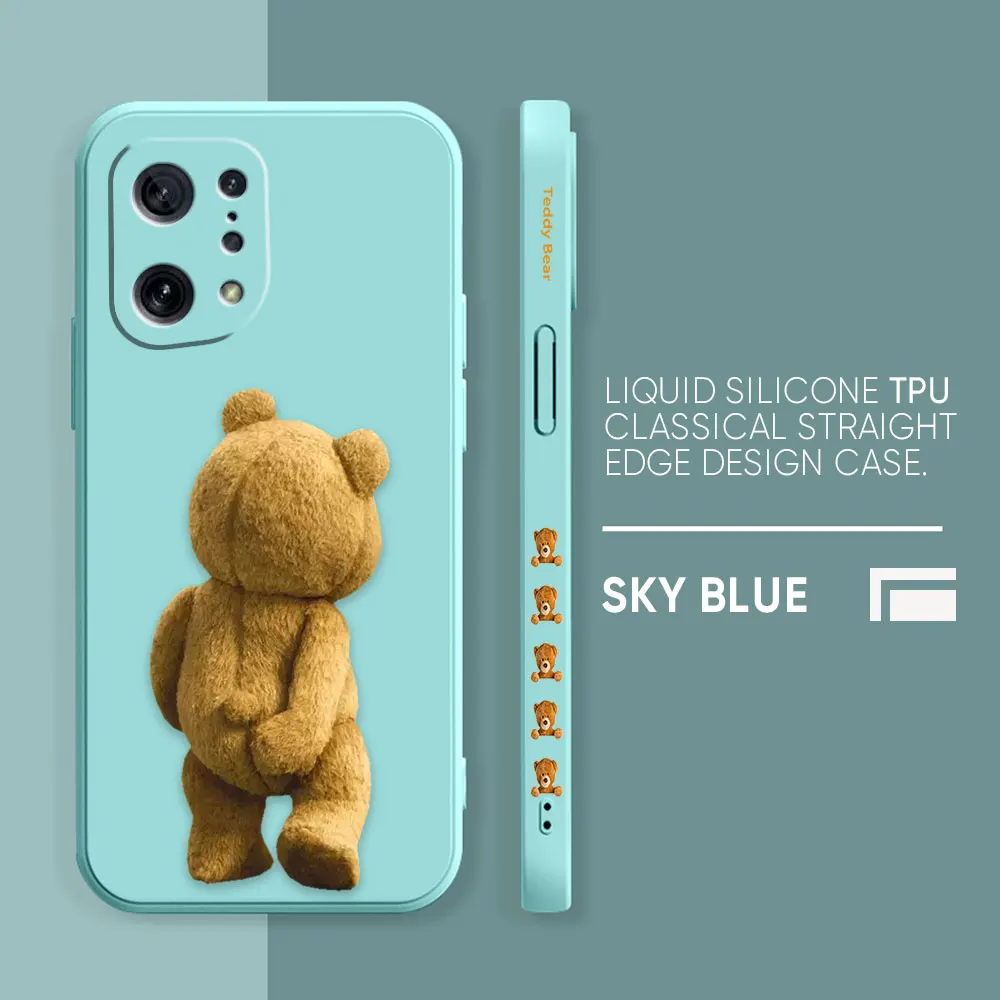 thumbnail image 1 of Funda de silicona líquida para OPPO FIND X6 X3 REALME X7 X50 RENO 2 4Z 4 6 Lite 5Z 5F 4G 5G PRO, bonito oso de peluche, 1 of 5