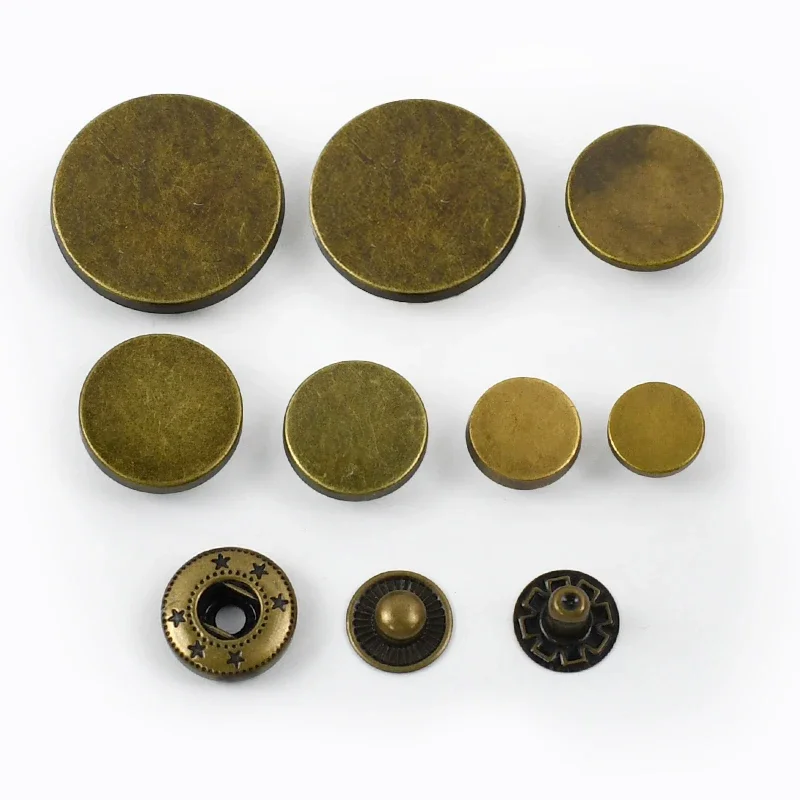 Juego De 180 Botones De Presión Metálicos - 9, 12, 15 Mm, Colores Plata, Dorado, Bronce, Plomizo