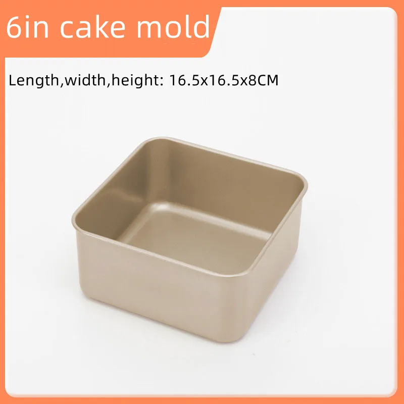 Description Picture 3 of item6/7/8/9 Inch Carbon Steel Cake Mold Square Pizza Pan Mold Thickened Non-Stick Baking Tray Snow Crisp Baking Tool Bread Cake Mold
