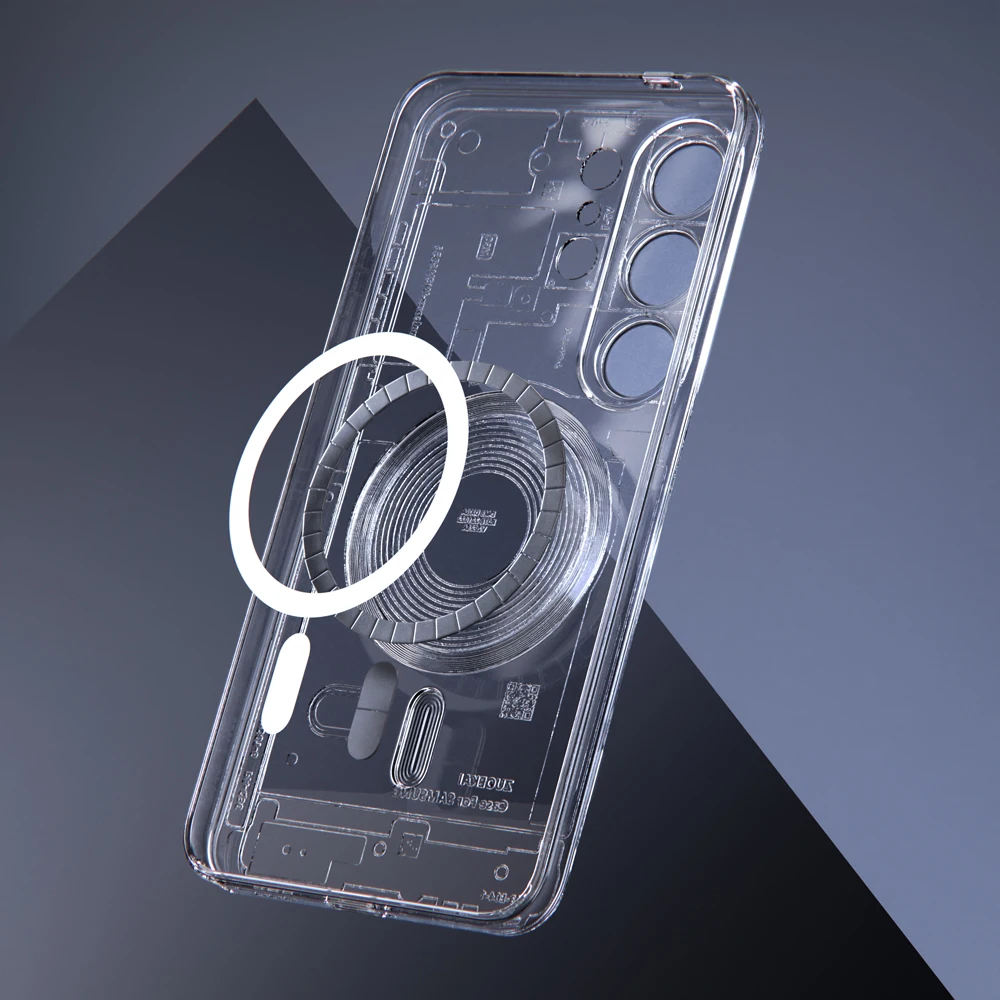 Clear Magnetic Phone Case with Circuit Board Design - Magsafe Compatible Shockproof Transparent Cover