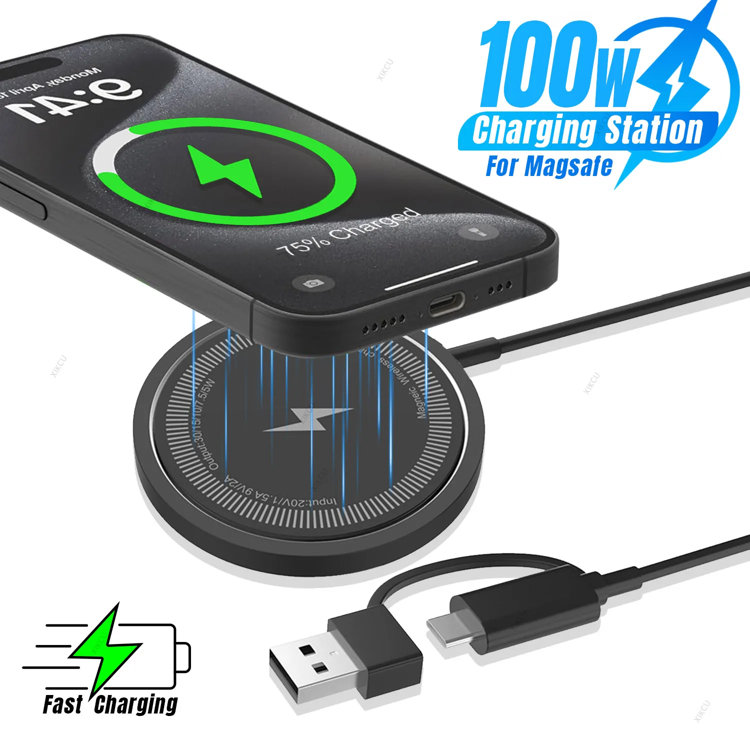 100W For Magsafe Wireless Charger Desk Phone Charge Pad For iPhone