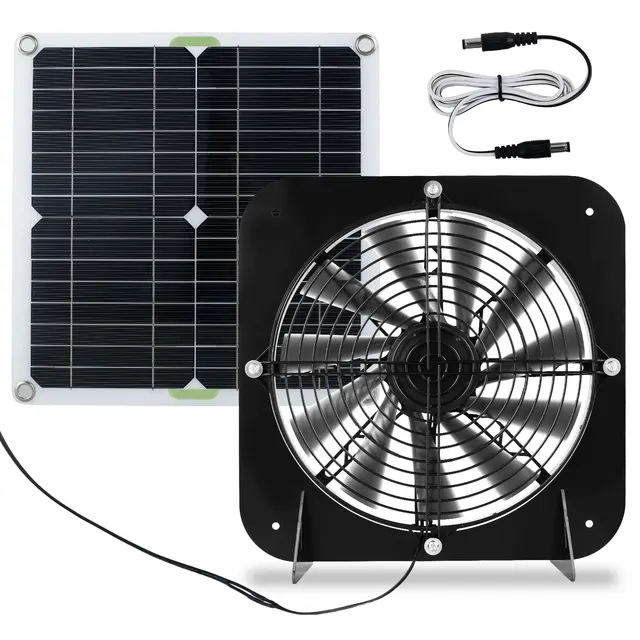 Kit de ventilateur à énergie solaire 100W 12V, ventilateurs de Ventilation solaires étanches IP65, Kit de panneaux solaires avec double ventilateur pour serre de poulailler 1