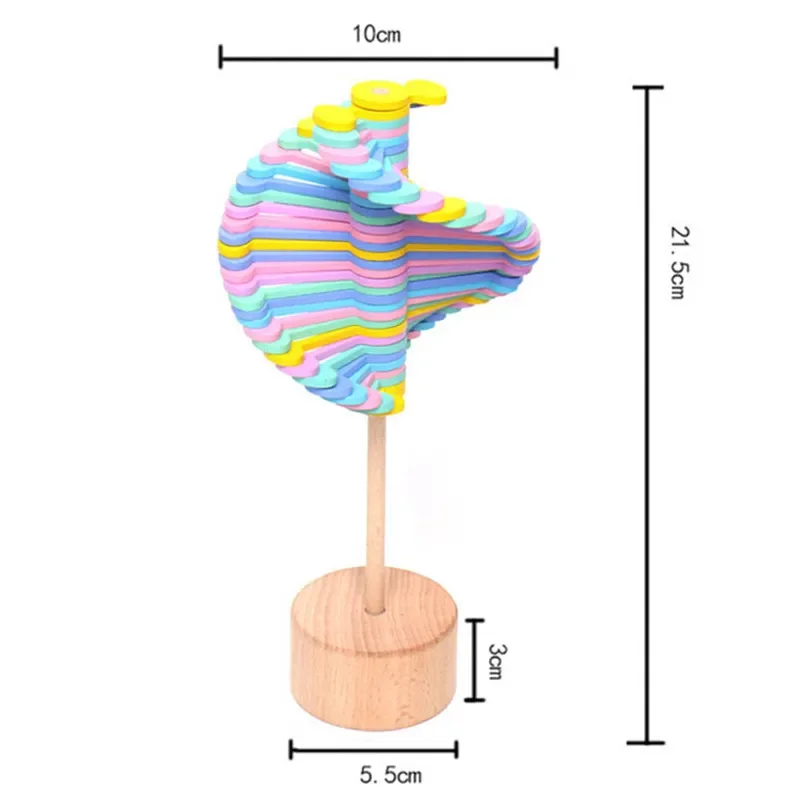 Wooden Spiral Lollipop Toys Rotating Magic Wand Spin Magic Wand Stress Relief Fidgets Toy For Adults Kids Antistress Gift
