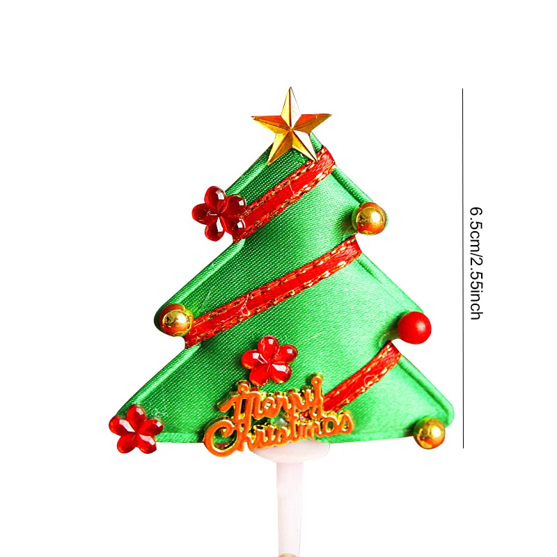 10 Stück Kuchendekorationen mit Weihnachtsthema, Weihnachts-Cupcake-Topper, fügen Sie eine Flagge ein, Neujahrsparty, Mini-Weihnachtsmann-Schneemann-Stil, Kuchendekoration – Detail 5
