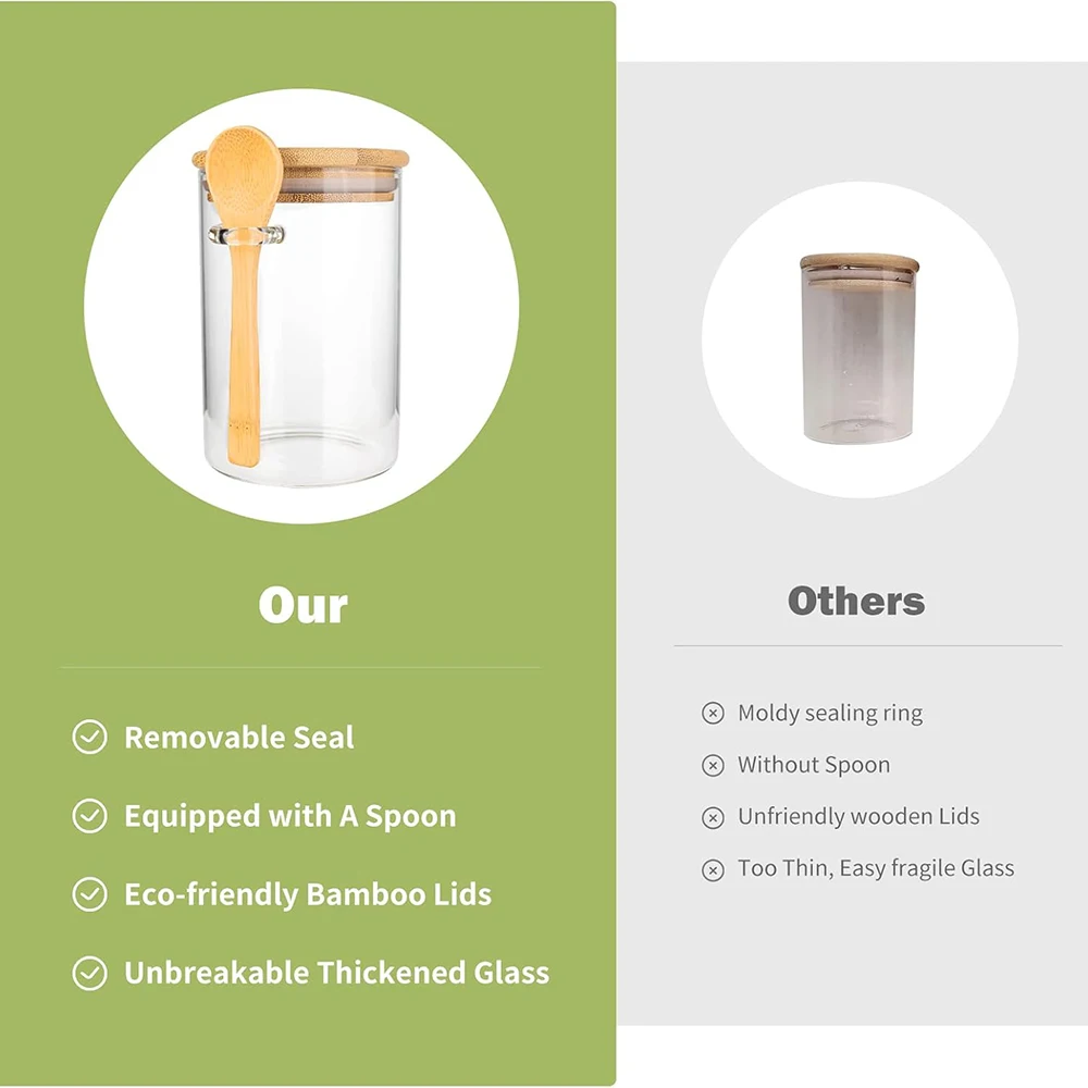 18oz Airtight Glass Jars With Lids And Spoons, Candy Jars With Lids, Clear Spice Jars, Small Food Storage Containers 3