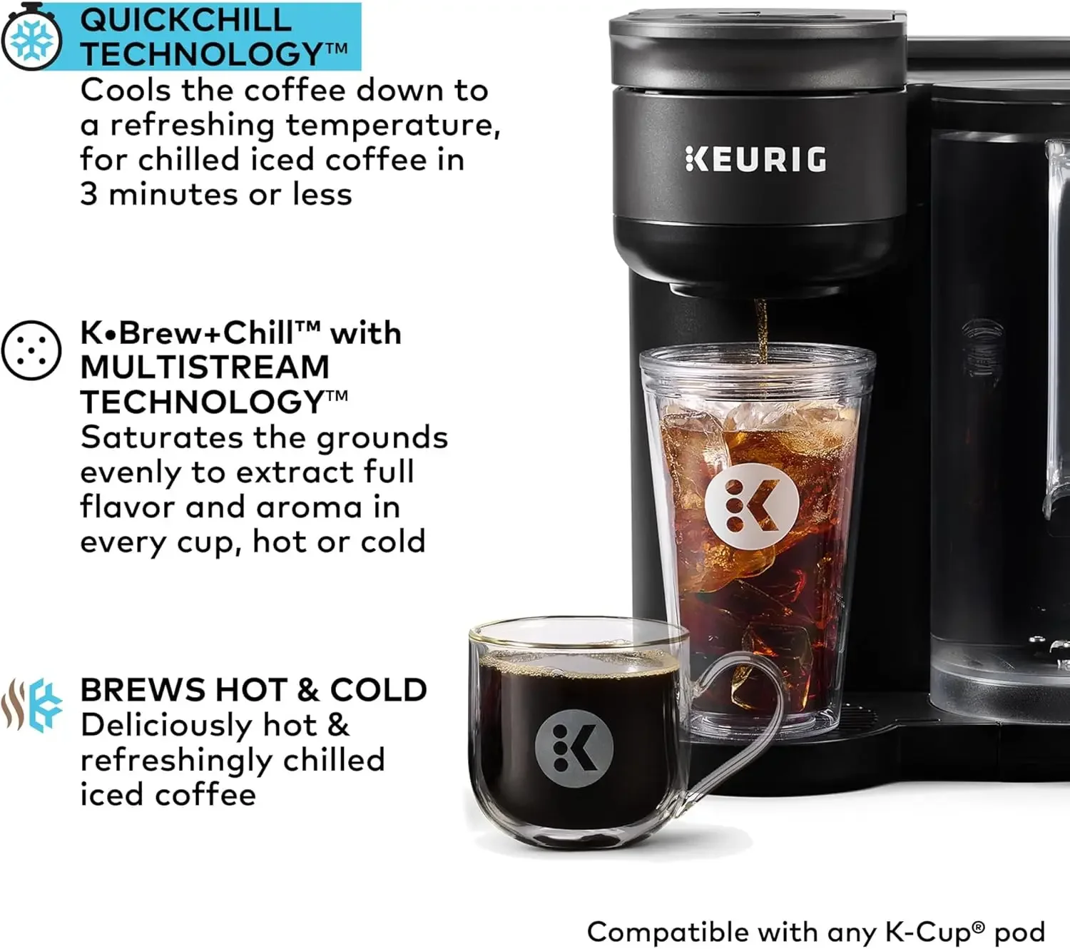 K-Brew+Chill Iced or Hot Single-Serve K-Cup Coffee Maker with MultiStream and QuickChill Technology, 70oz. Removable Rese 4