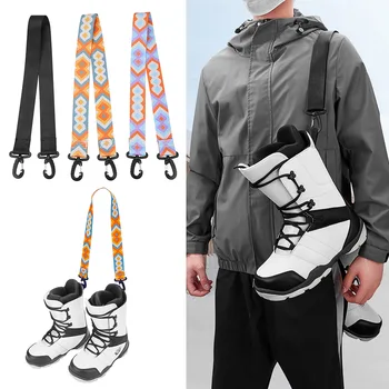 73cm Ski Snowboard Boot Carrier Strap Thickened Nylon Shoulder Carrying Leash Portable Fixing Protect with Hook for Ice Skates