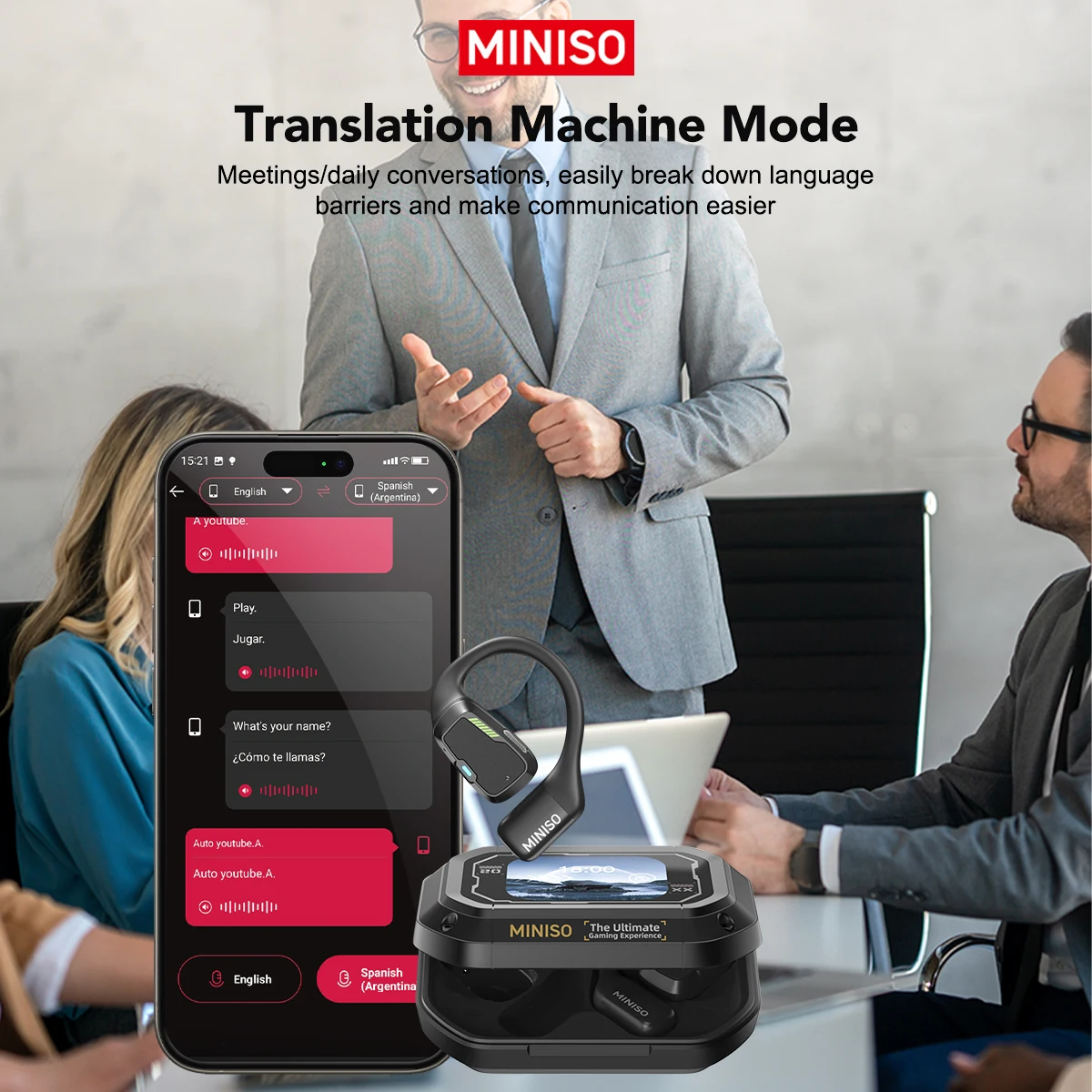 Enhanced AI Wireless Translator Earphone – Office Chat & ASMR Headset with DIY App Integration