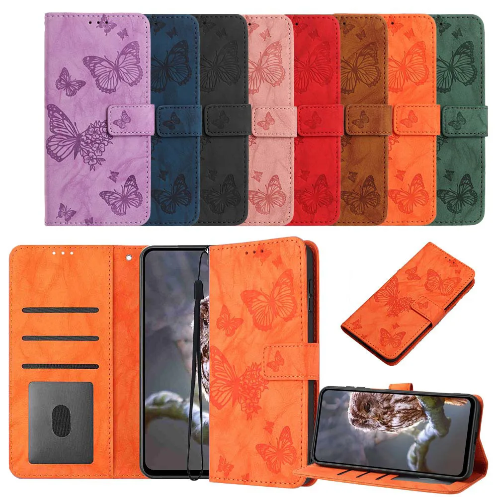Butterfly Design Leather Wallet Flip Phone Case