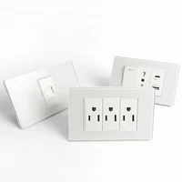 T&I Elegant 118 เต้ารับสวิตช์ผนัง มาตรฐานสหรัฐฯ เครื่องชาร์จ USB พร้อม Type-C การออกแบบแผงกระจก 5