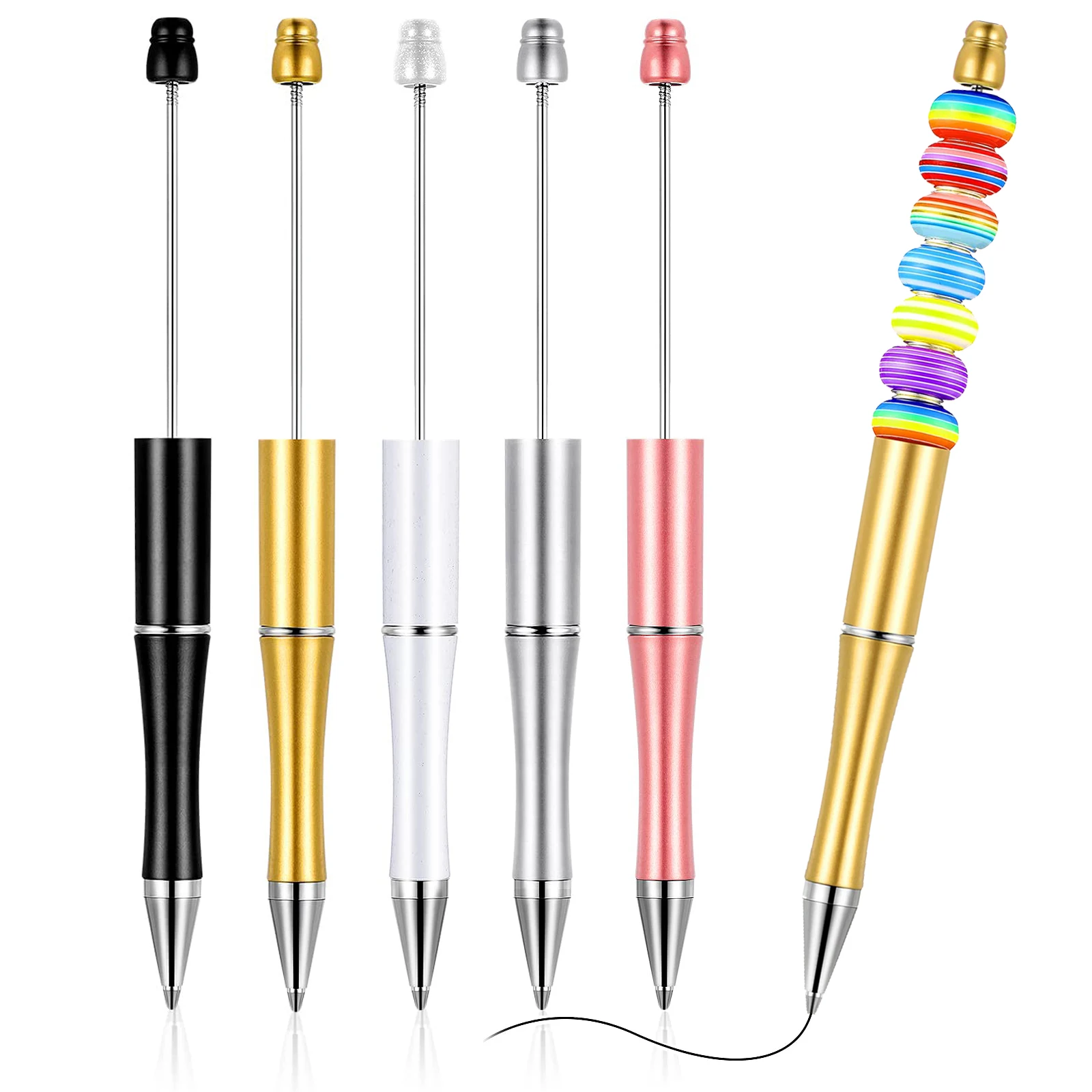 

5Pcs Beadable Pens DIY Beaded Pens Beadable Pens Office School Supplies Kid Gift Beads Beaded Pens