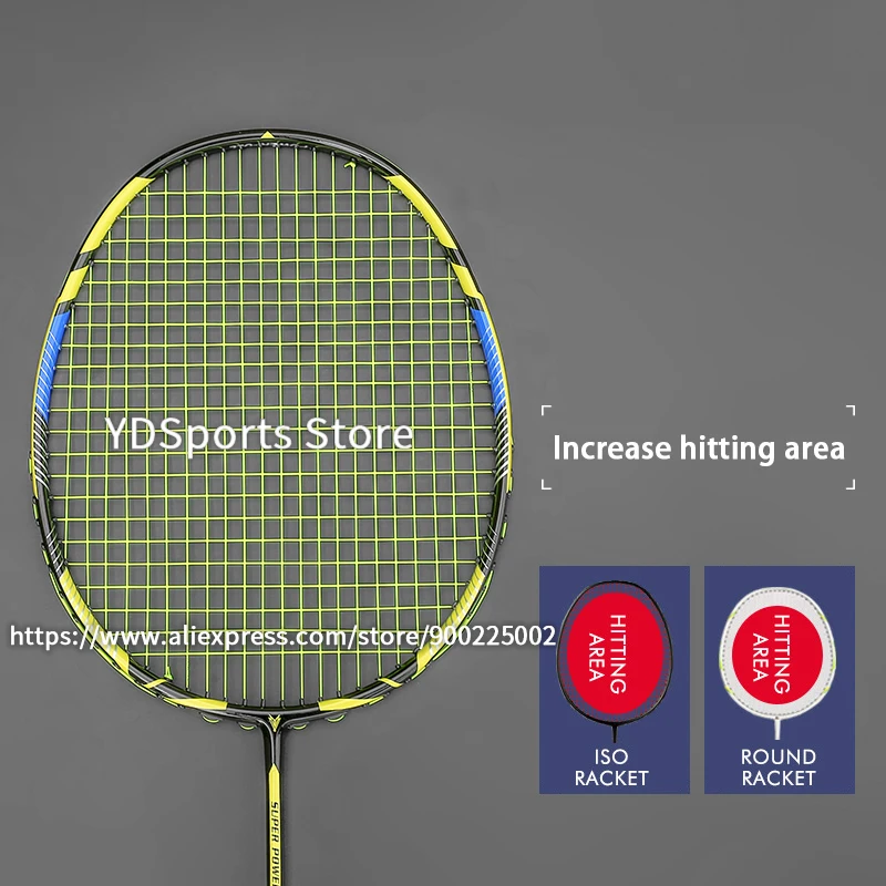 Professional Carbon Fiber 8U 65G Badminton Rackets Ultralight Strung Bag Speed Force Raket String Racquet High Tension 22-30LBS