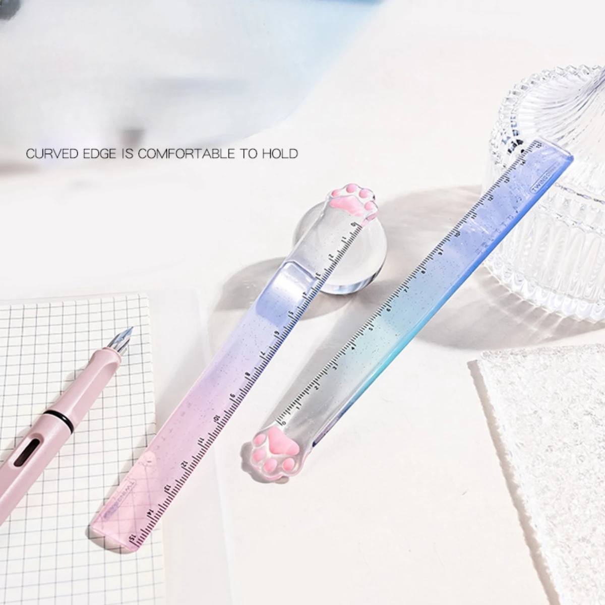 Straight Ruler 15M Cat Claw Gradient Measuring Tool Korean Style School Stationery Supply Kawaii Accessories