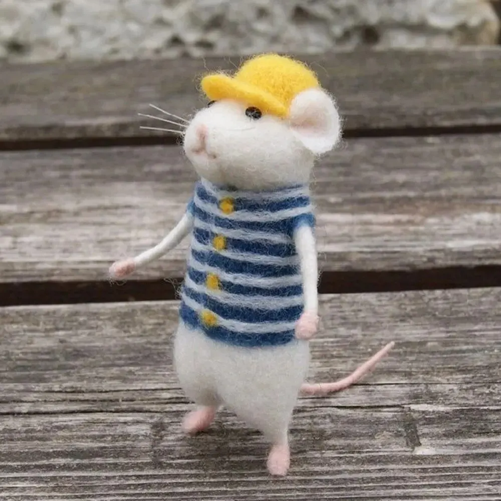DIY Mouse Wool Felting Toy Doll Poked Needle Kit Package Wool Kits Non-Finished Handmade Material Bag Felt Toy Party Gift