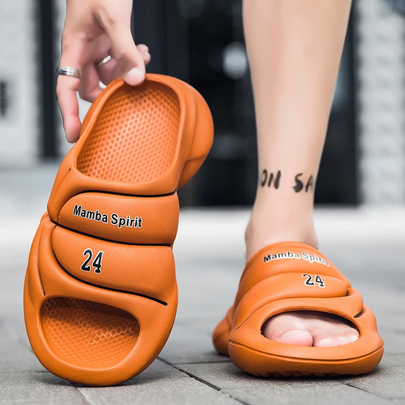 Original Men Slippers Summer Basketball Slippers Men Slides Outdoor Non-slip EVA Beach Shoes Soft Thick Man Slippers Big Size 47