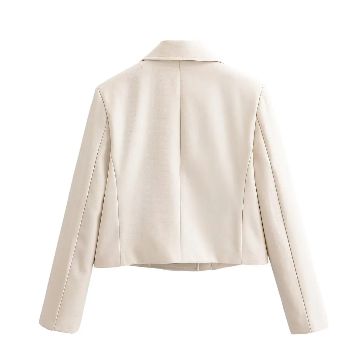 HH Damen 2-teiliges Set: Lässiger, doppelreihiger Blazer mit Revers und langen Ärmeln + Frühlingshose mit hoher Taille, Reißverschluss und geradem Bein – Detail 5
