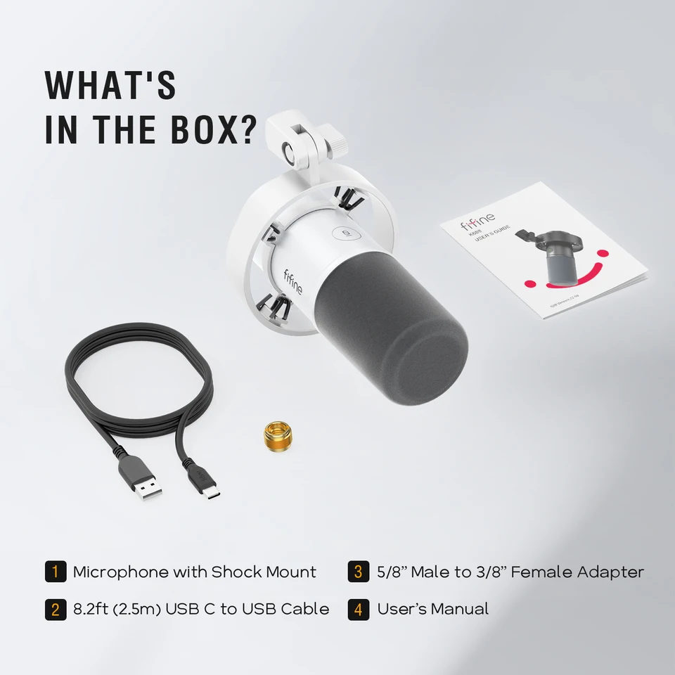 ゲイン付きFIFINE-USB xlrダイナミックマイク、タッチミュート
