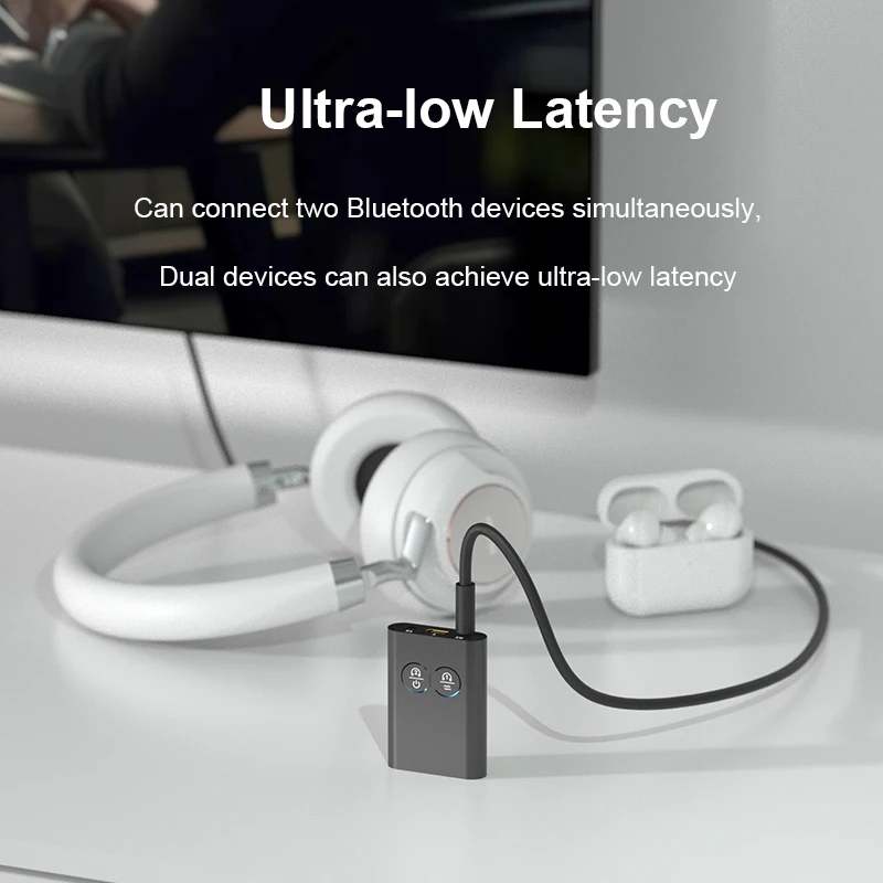 eppfun AK3046E Flugzeug-Bluetooth 5.0 Zender voor gebruik op Vliegtuig, Deel Audio naar Elke 3.5mm Aux Jack op Vliegtuig, Bluetooth Adapter voor Draadloze Hoofdtelefoons/Oordopjes