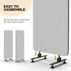 Room Divider Screen, Freestanding Privacy Partition Wall, Zipper Connected Panels with Wheels, Office Space Separator Light Gray 4