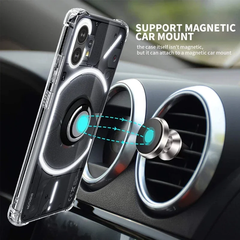 Magnetic Ring Stand Holder Case - Transparent Airbag Soft TPU Shockproof Cover