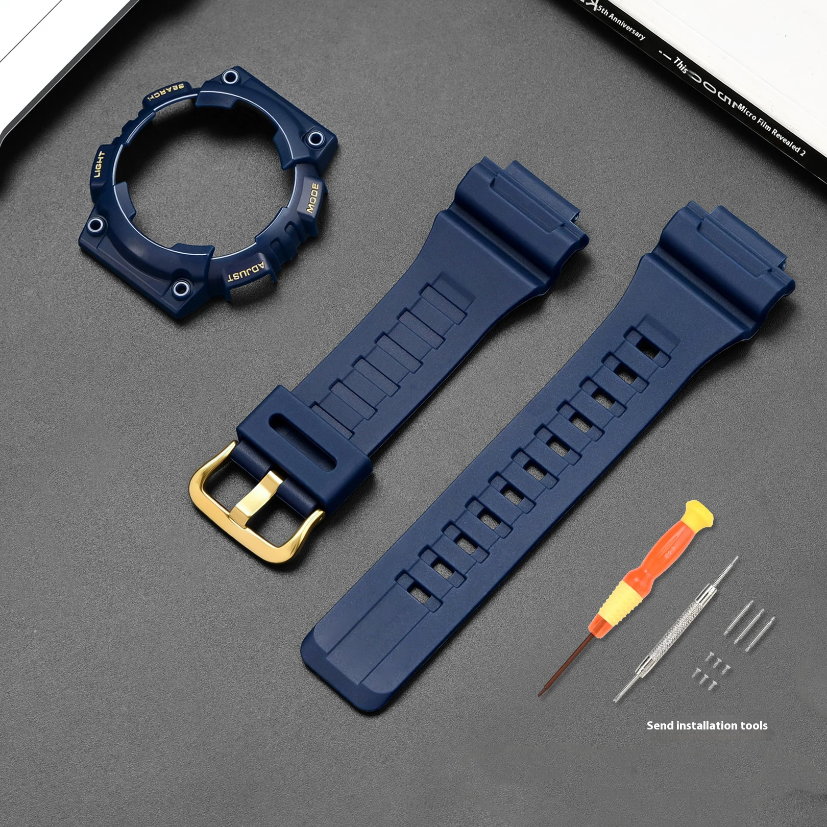 Durable Rubber Resin Sports Watch Band with Protective Shell