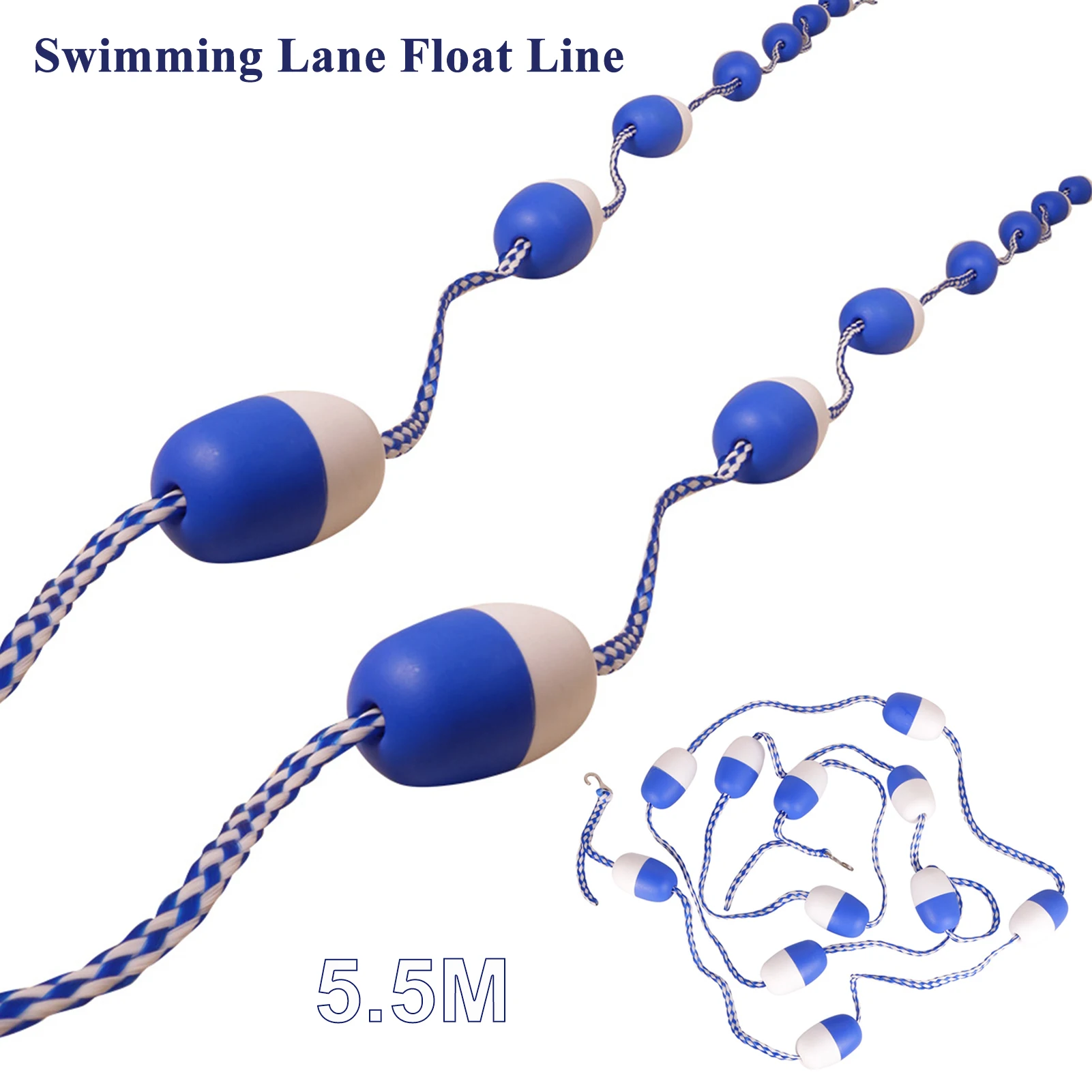 Dangerous Areas Pool Rope Floats with 2 Hooks, Floating Safety Divider Rope  for Swimming Pool Deep Shallow End Divider, Easy to Install