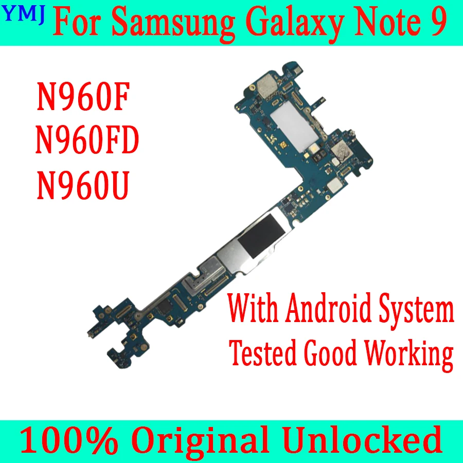 

With Android System For Samsung Galaxy Note 9 N960F N960FD N960U 128GB Mainboard With Full Chips Logic Board Tested Plate