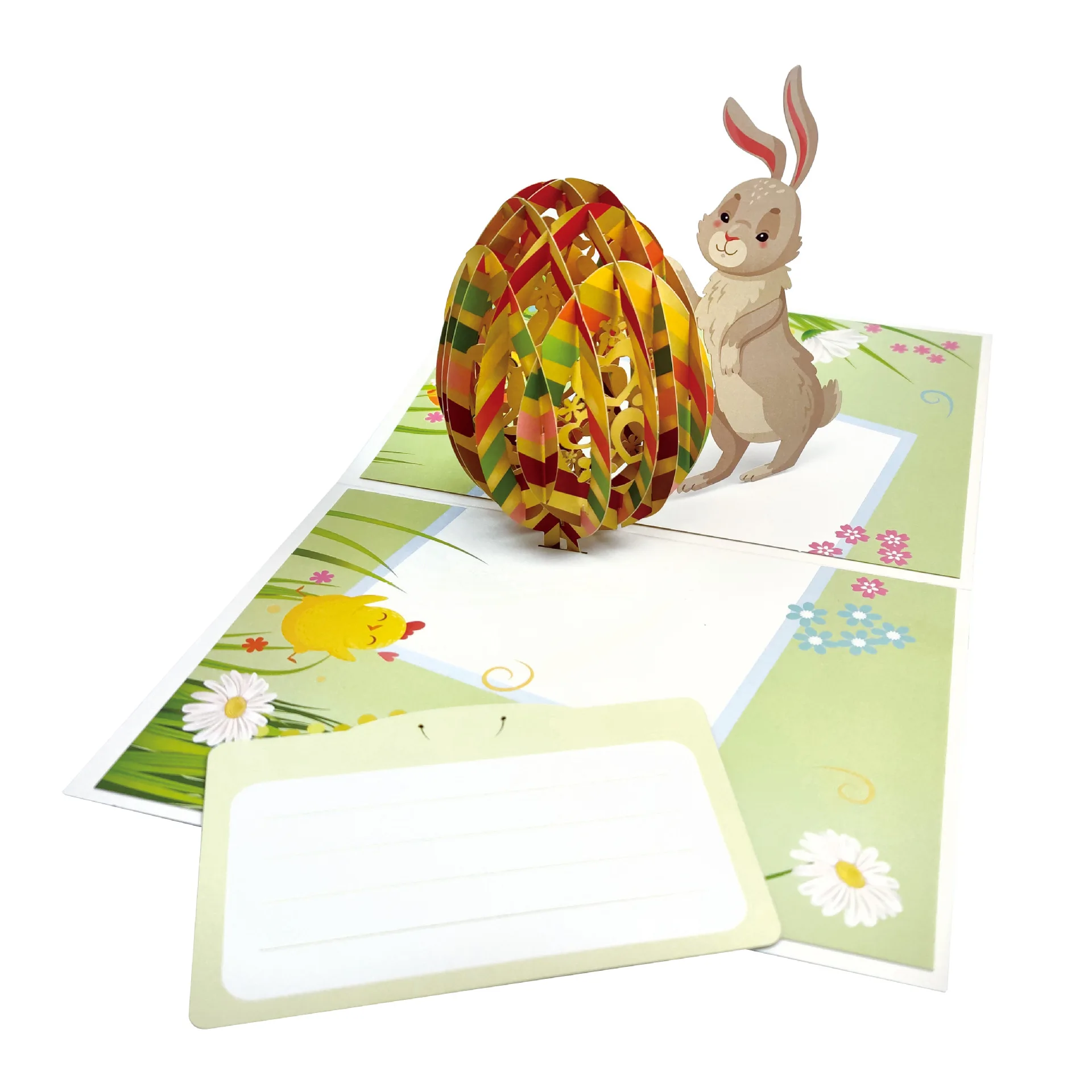 1PC New Exquisite Easter Egg & Bunny Happy Easter 3D Laser-Cut Hollow Design Greeting Card Holiday Card