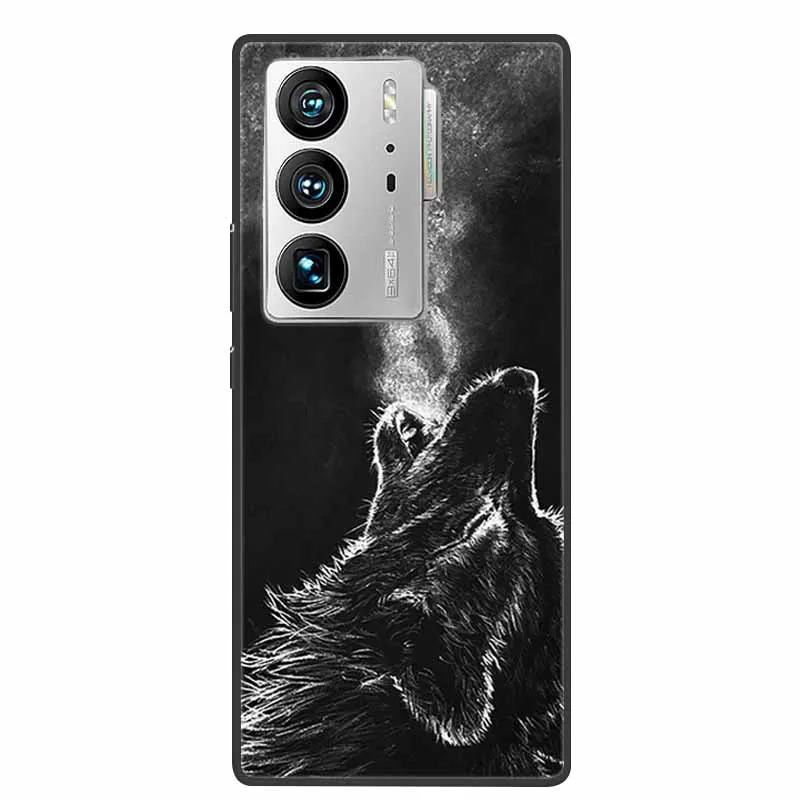 Animal Painted Silicone Soft Phone Case - Shockproof TPU Shell with Wolf Design