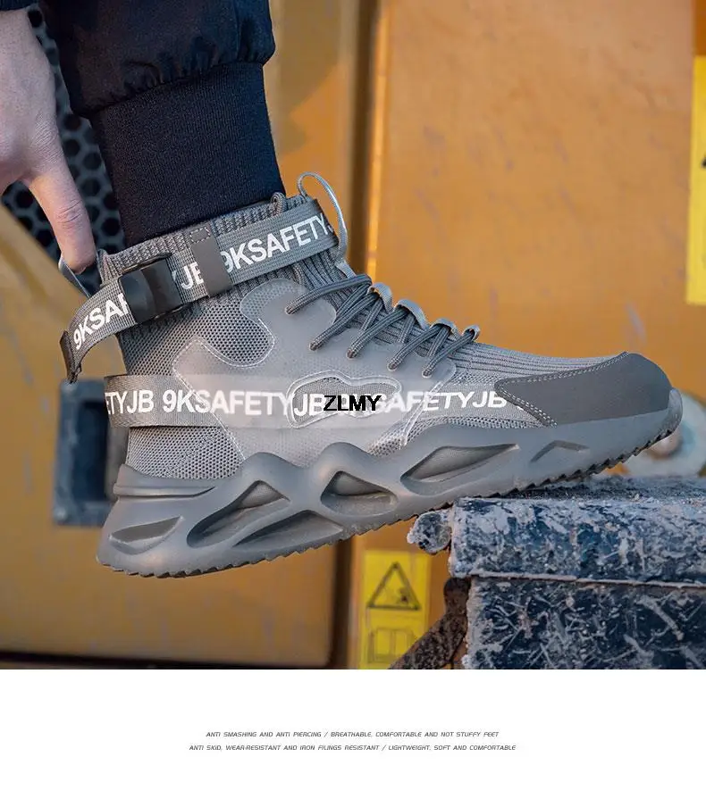 Fashion Safety Shoes Men Steel Toe Work Shoes Puncture Proof Sneaker Man Industrial Work Safety Boots Breathable Protective Boot