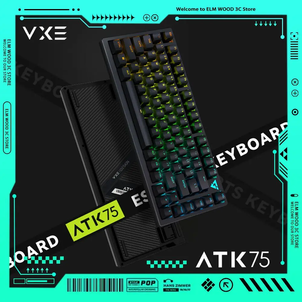 

Vxe Atk Atk75 Mechanical Keyboard Magnetic Switch 68 Keys Keyboard E-Sports Gamer Rgb Backlit Gasket V Hub Gaming Pc Accessories