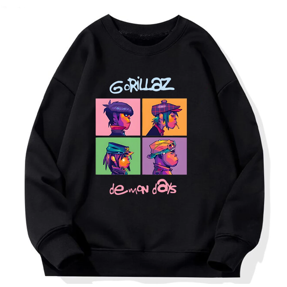 

Gorillaz Hoodie Black Sweatshirts Women Men Clothes Hip Hop Streetwear Spring Long Sleeve Tops Graphic Hoody Crewneck Pullovers