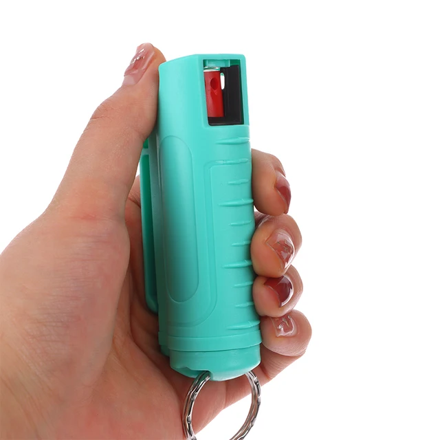 Hordozható Újrafelhasználható Önvédelem Paprika Spray-Tartály Palack Műanyag Nyomás Típusú Spray-Kulcstartó Nők Farkasálló Kulcstartók - Image 3