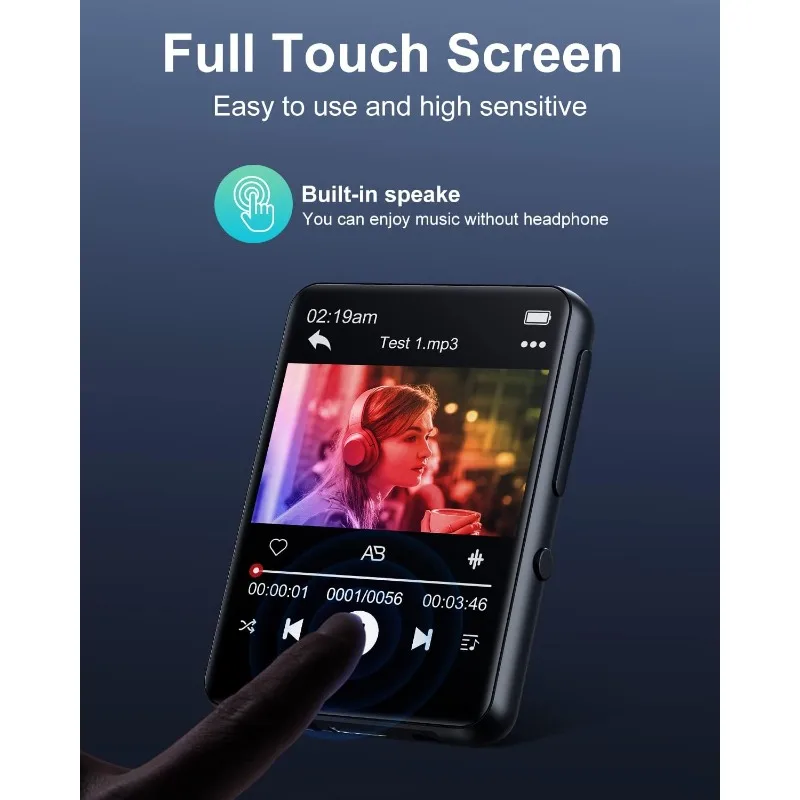 Mp3 Speler Bluetooth 64gb - 2.0'' Tft Screen - Mp4 Speler - Bt 5.0 - D2 - Zwart