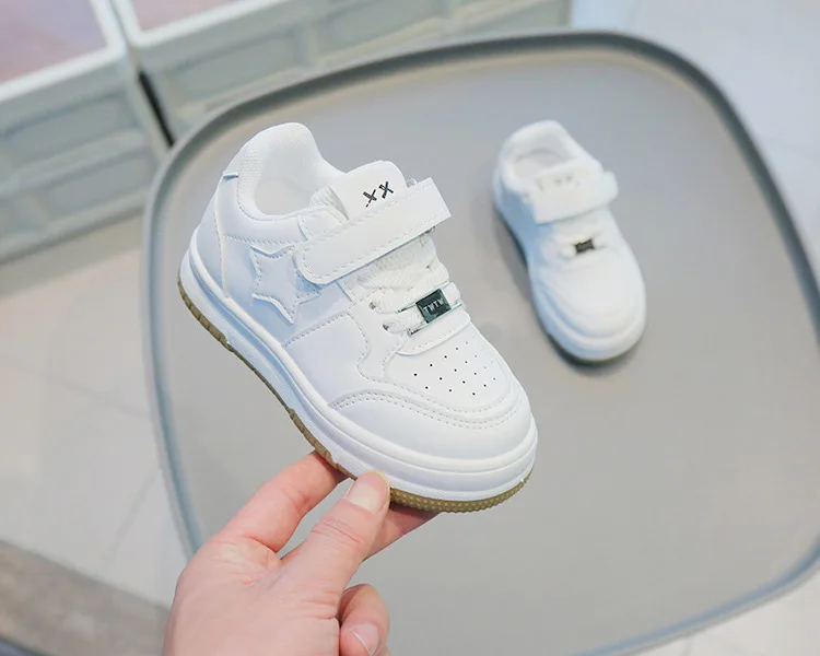 Tenis Sneakers Bambini Primavera/Autunno Nuovi Ragazzi Ragazze Sport Casual Board Pelle con suola morbida Piccole scarpe bianche_voghion.com