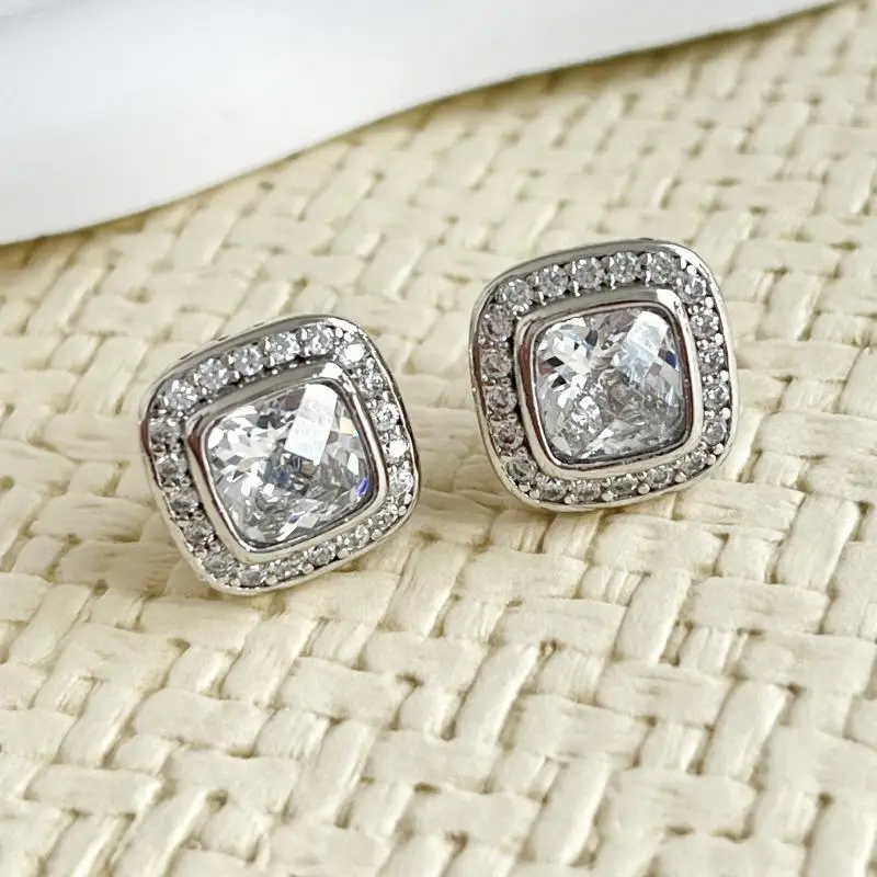 HSC DY Cable Classics Earrings in Sterling Silver with Amethyst and Pave Diamonds at Ahee Jewelers