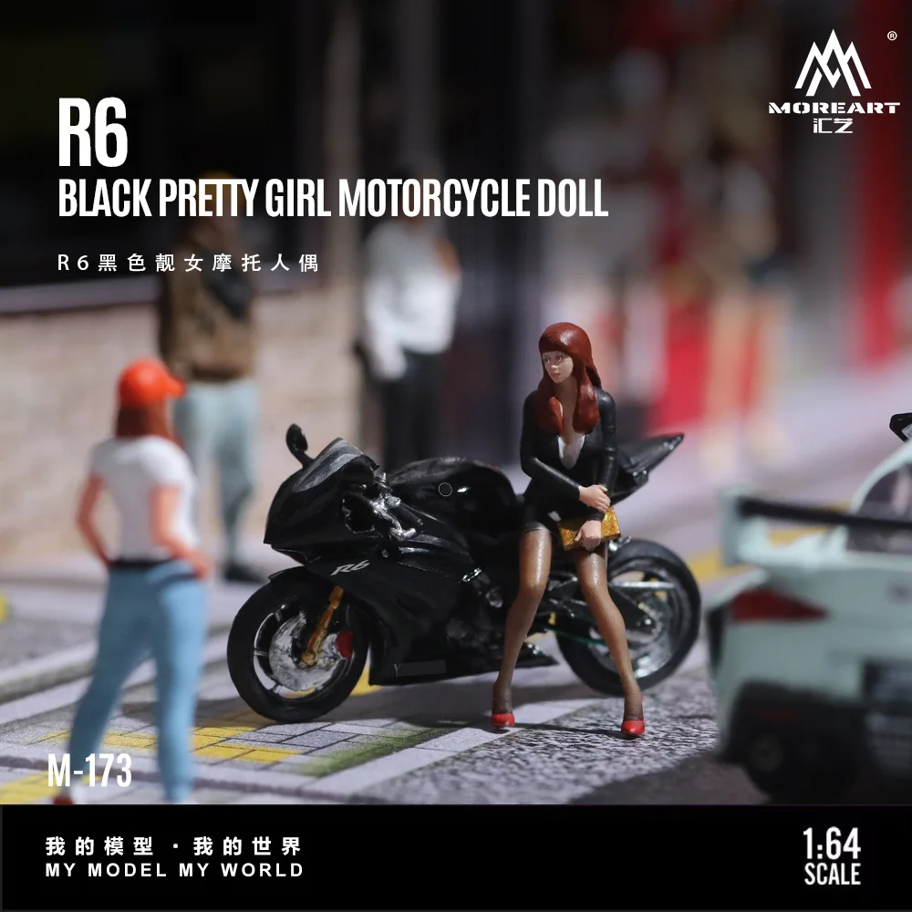 *Pre Order*MoreArt 1:64 R6 Black Beautiful Female Motorcycle Beauty Figure Resin Model Miniature Scene Decoration Gift&Display 