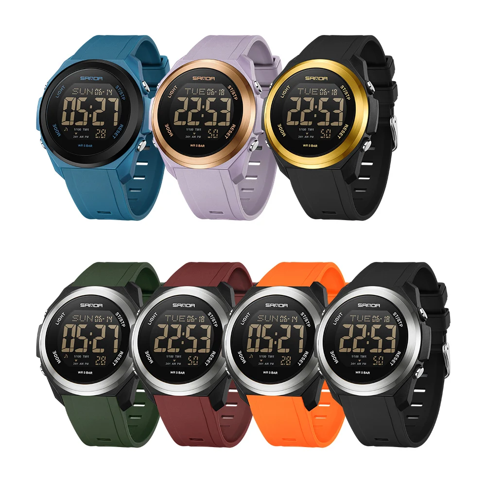 Sanda Men's Watch Countdown Multifunctional Digital Sports Watches Men Fashion Seven Colors Back Light Waterproof Wristwatch, Alina Gadgets