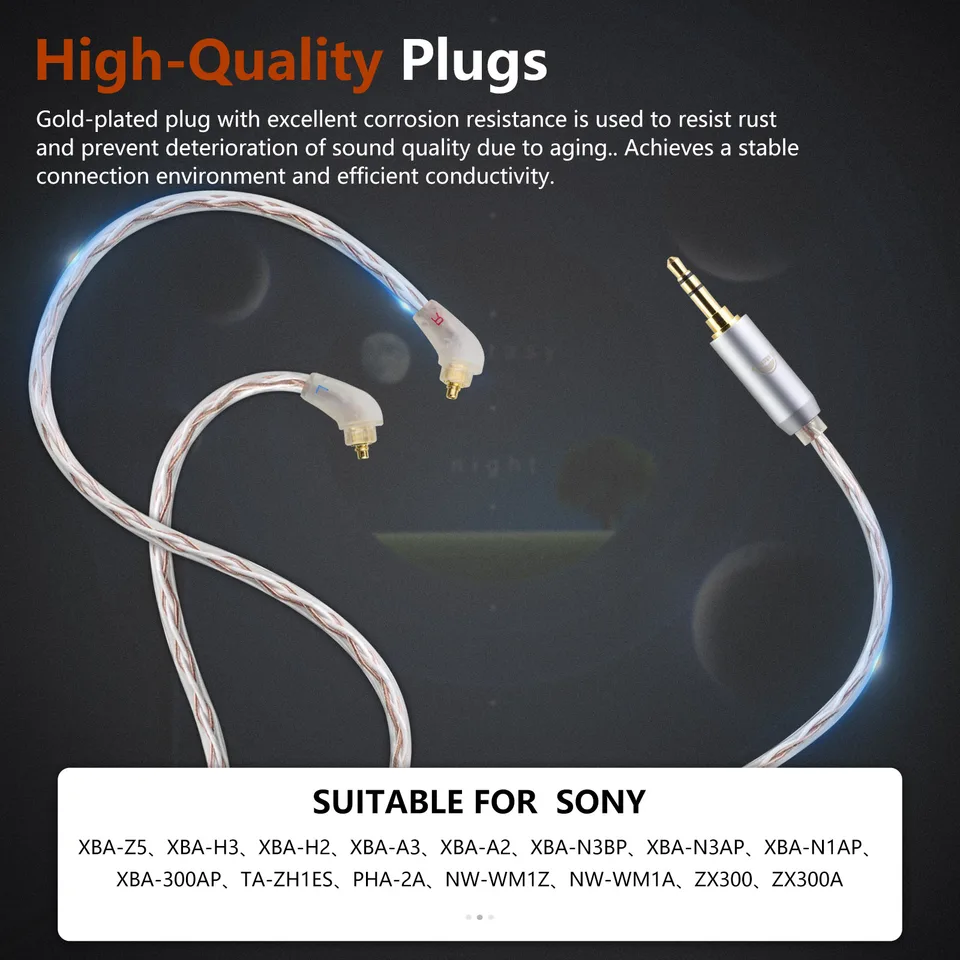 OKCSC SONY Earphone Cables For SONY XBA-Z5 XBA-H3 XBA-N1AP XBA