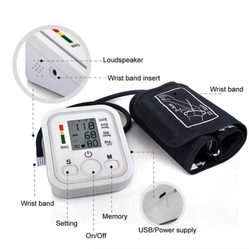 Smart Arm Blood Pressure Monitor Rechargeable Voice Playback Sphygmomanometer for Elderly Accurate Measurement blood pressure monitor blood pressure meter