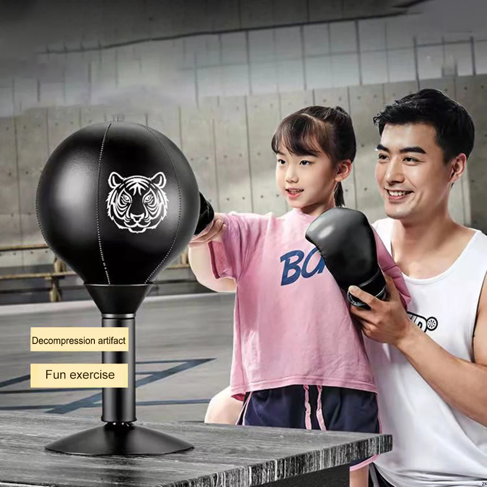 Desktop Punching Bag with Suction Cup Stress Relief Tabletop Punching with Inflator Fun Punch Rage Table