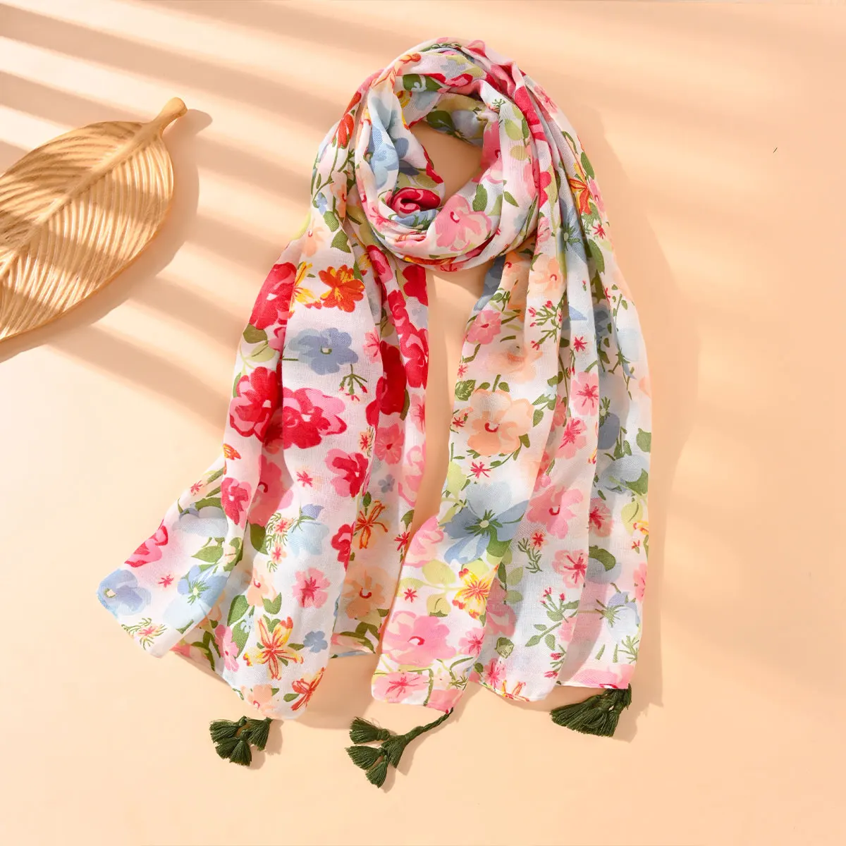 Floral Brand Scarf Luxury New Style Women Elegant Scarves multicolour Shawls Bandana Fashion Design Hawaiian Style Tassel Shawls