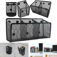 Pencil Holder Black Mesh Basket Metal Wire Writing Utensil Organizer Mesh Pen Case for Desk Cabinet Kitchen Whiteboard Pen 4