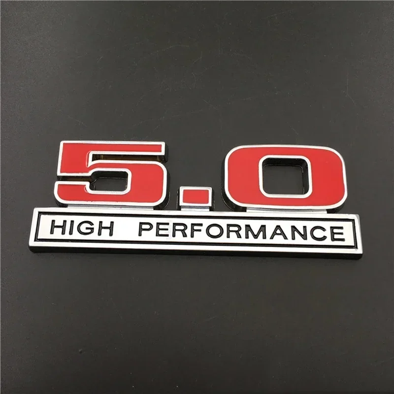 3D Red Chrome Metal 5.0 Ad Alte Prestazioni Fender Emblem Badge Adesivo Per Auto Per Ford Focus Kuga Mondeo Mustang 5.0 Accessor